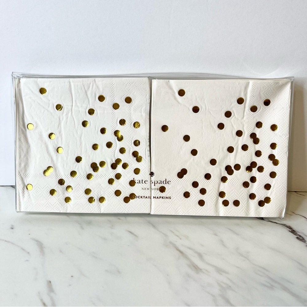 NWT Kate Spade 40 Paper Cocktail Napkins Cue the Confetti Gold Disposable